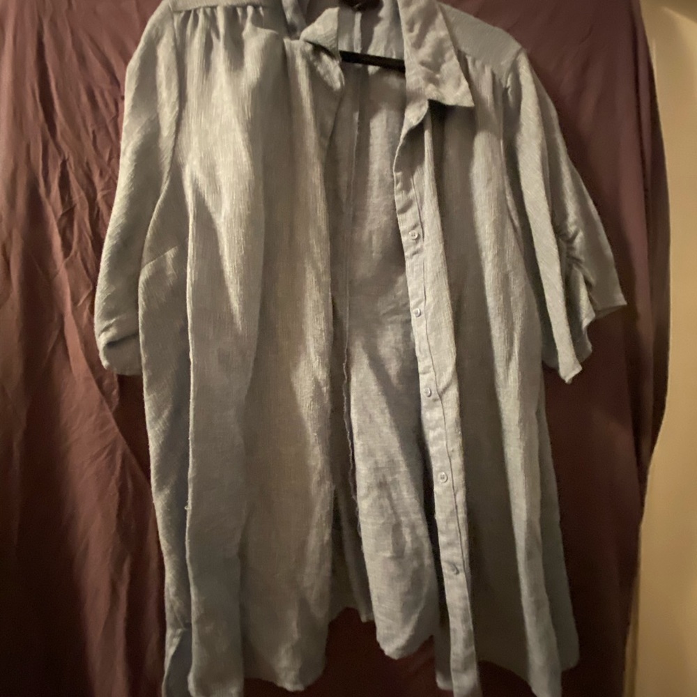 Lane Bryant blue Button Up Cinch Sleeve Sz 20